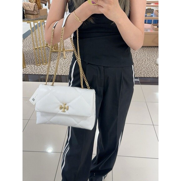 Tory Burch 154704 Kira Diamond Quilt Convertible Shoulder Bag Leather Blanc NWT - Picture 10 of 10